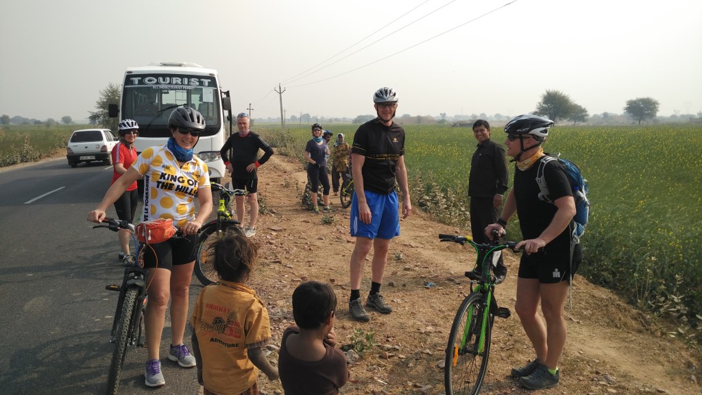 interacting with locals while cycling tour