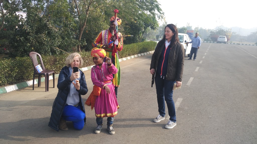 Ineracting with child artist during rajasthan cycling tour