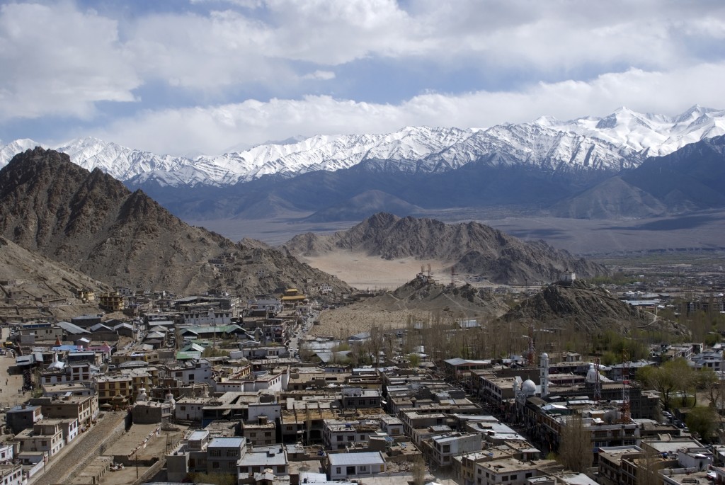 Leh with mountains in background