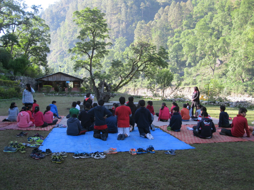 Yoga session for students in uttarkashi