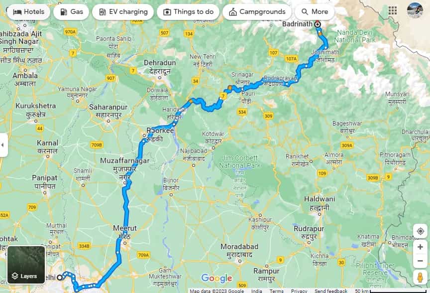 Badrinath Yatra Route Map