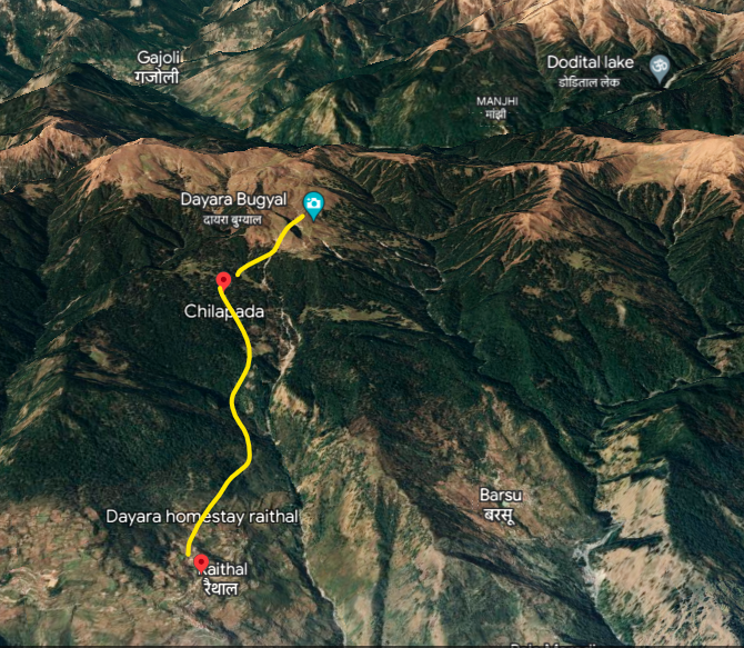 Dayara Bugyal Route Map