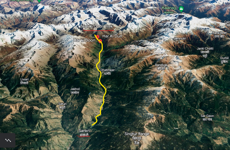 Har ki Dun Trek Route Map