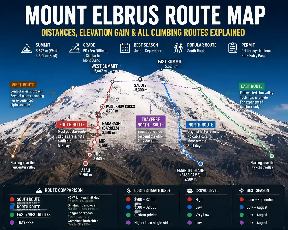 Mount Elbrus Route Map